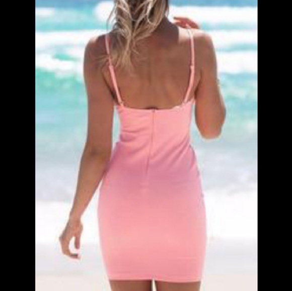 Pink Spaghetti Strap Bodycon Dress - Picture 2 of 5